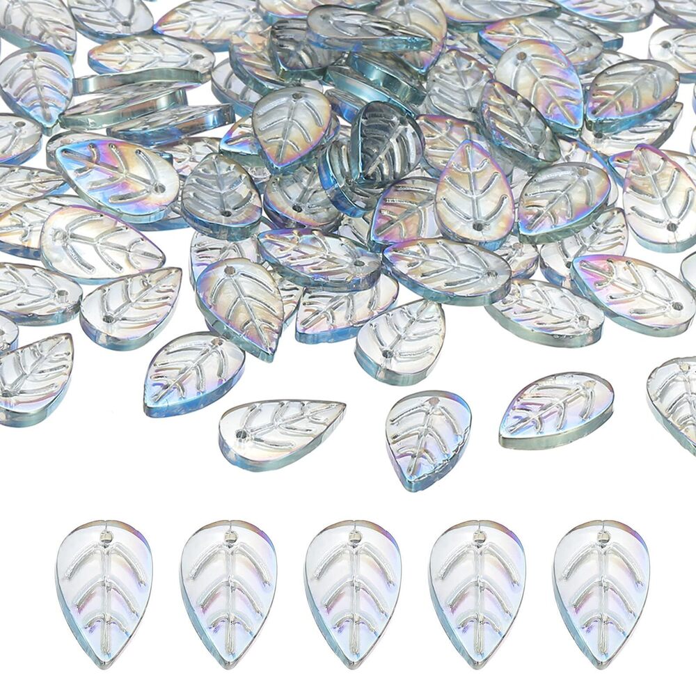 4912 Leaf Beads, 100Pcs Crystal Leaf Beads Translucent Czech Glass Beads